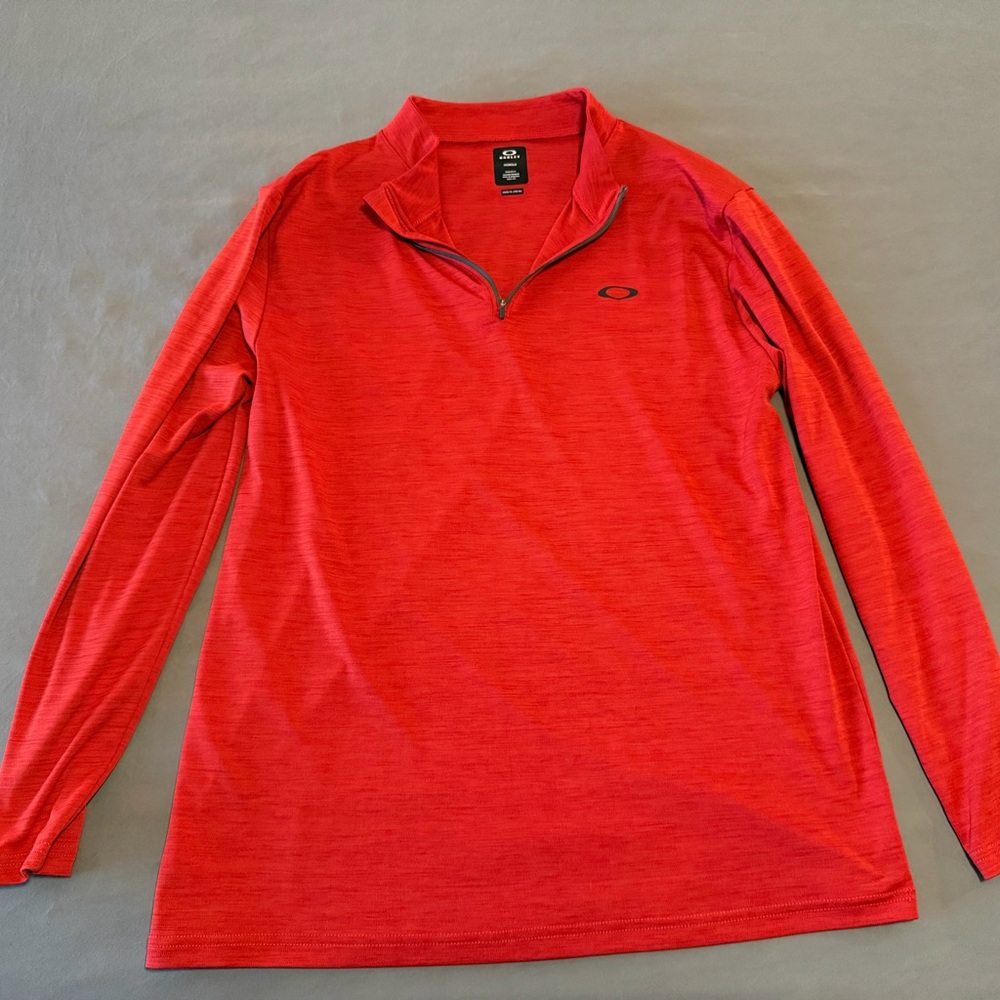 Oakley Vibrant Red Long Sleeve Pullover Zip Shirt